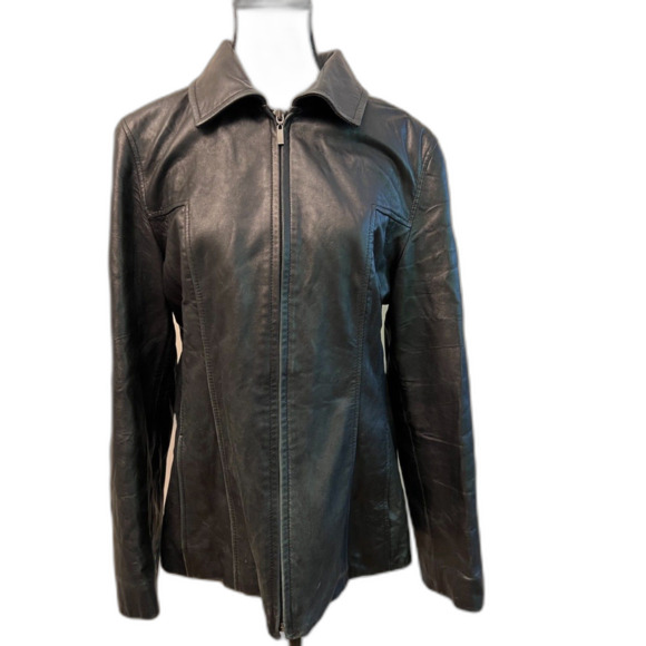 Vintage New York by Winlit women's black leather jacket. Size L. - Picture 1 of 10
